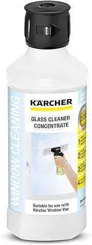 Limpiacristales Concentrado RM 500 de Kärcher, para la Limpieza sin Rayas de Ventanas, Cristales, Espejos y Cabinas de Ducha, el Concentrado de 500ml se Diluye en 4l de Líquido Limpiador  