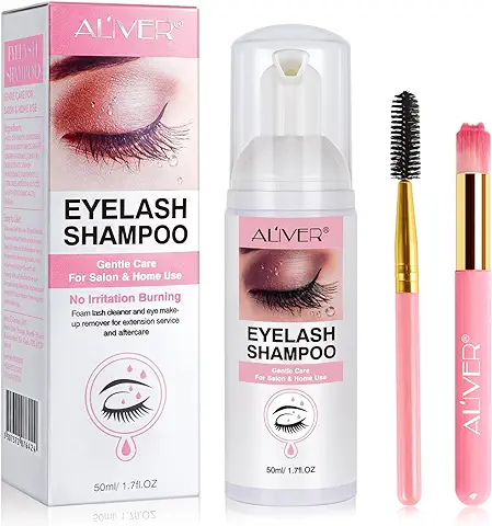 Limpiador de Espuma de Pestañas 50ml, Champú de Pestañas Para Extensiones de PestañAs, Limpiador de Espuma de Pestañas para uso en Salón y en casa sin Aceite lash Extension Shampoo #rosa  