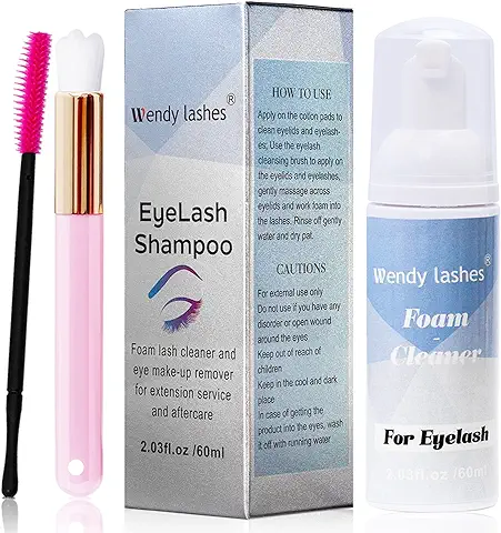 Limpiador de Espuma Profesional de Pestañas, 60ml Champú de Pestañas Para Extensiones De Pestañas, Shampoo Foaming Cleanser Espuma Suave Para Eliminar Residuos de Lash Shampoo (60 ml)  