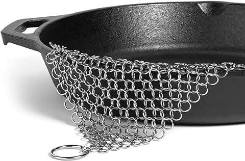 Limpiador de Malla de Hierro Fundido Cepillo de Acero Inoxidable para Ollas y Sartenes (S (15x15cm))  
