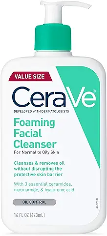 Limpiador Facial de Espuma CeraVe, 473 ml para Lavado Diario, piel Normal a Grasa  