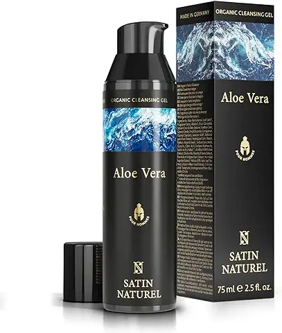 Limpiador Facial Hombre Aloe Vera - Exfoliante Anti Granos y Acne - Limpieza Profunda, Energia y Hidratacion - Cuidado Facial y Contorno de Ojos - Vigoriza y Vitaliza - Piel Grasa - Satin Naturel  