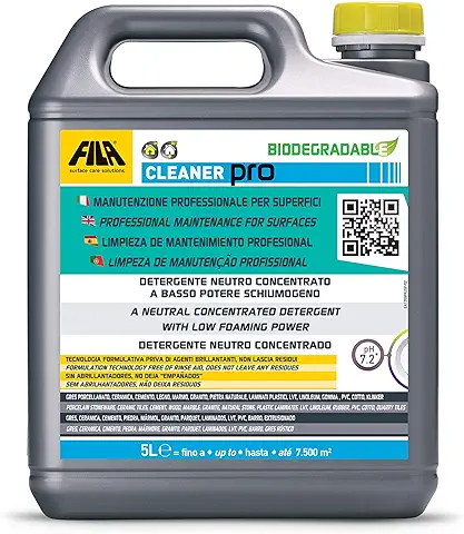Limpiador Fila, Fila Soluciones, 5 Litros de Limpiador Universal de Terracota, Porcelana, Cerámica Esmaltada, Ladrillo, Cemento, Madera, Piedra Natural, Granito, Aglomerante, Mármol, Piedras y Guijarros.  