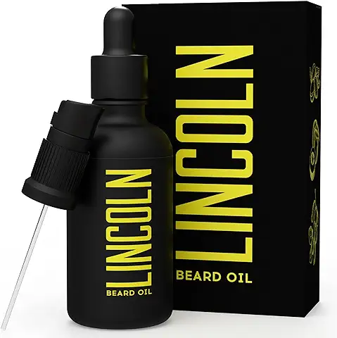 LINCOLN Aceite Barba Hombre con Aceite de Argán y Vitamina E - Aceite para Barba Hombre, Natural Beard Oil - Efecto Suavizante Barba, Hidrata la Piel - Aceite de Barba, Fortalece y Da Brillo, 50ml  