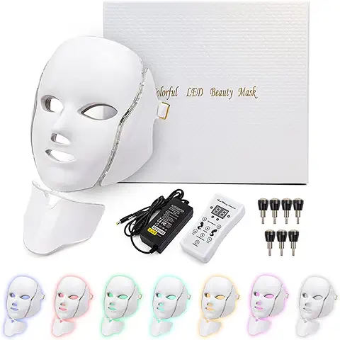 Lionvison Mascara Led Facial, 7 Colores de Mascara de Luz Led Facial Profesional, Belleza Facial Fotón Rejuvenecimiento de la Piel Fototerapia Tratamiento de la Piel Facial Cuidado Antienvejecimiento  