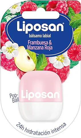 Liposan Pop Ball Bálsamo Labial, Frambuesa & Manzana Roja, 7g  