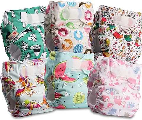 Littles and Bloomz - Pañal Reutilizable para Bebé con Velcro, 6 Pañales, FLV2-0605  