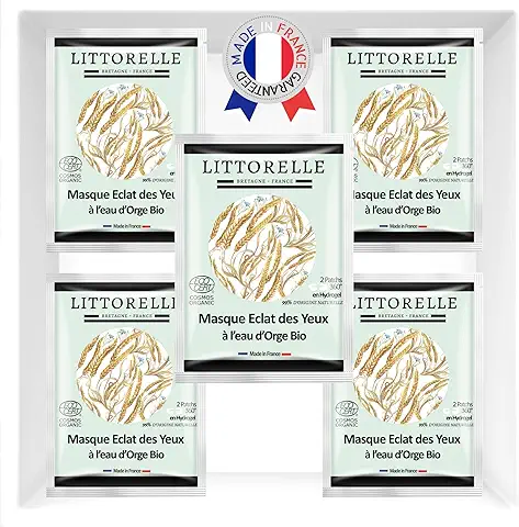 Littorelle – Mascarilla Ojos Brillantes Certificada Ecológica - Parche para Ojos 360° - Anti Ojeras, Anti Hinchazón, Anti-Edad - Hidrata, Alisa - Fabricada en Francia - 99% Origen Natural - 5 Unidades  
