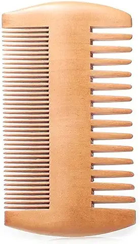 LIUJZZJ Peine de Madera Ancho Antiestático Peine de Madera Natural Macho y Hembra Dientes Anchos con Dientes Finos Doble Cara Peine Barba  