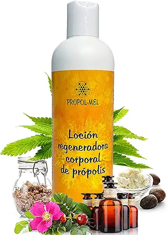 Locion Corporal 100% Natural - 300 ml - Certificación BIO. Crema Reafirmante, Regeneradora e Hidratante con Propoleo, Karite, rosa Mosqueta, Cáñamo y Aceites Esenciales Aromaterapeuticos.  