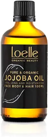 Loelle - Aceite de Jojoba Puro y Orgánico Prensado en Frío, Apto para Todo Tipo de Piel, Aceites de Jojoba para Pelo, Cara, Manos, Cuerpo y Área Íntima, Cosmética Natural, Cosechado en Perú 100ml  