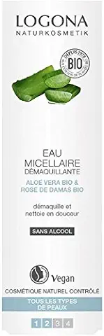 Logona - Agua Micelar Desmaquilladora Orgánica de aloe vera y rosa de Damasco, 125 ml  