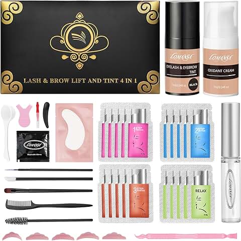 Lomansa Lifting Pestañas Kit, Lash Lift Kit y Tinte Pestañas, Empaquetado Individualmente Kit Lifting de Pestañas, Dura Hasta 6 Semanas, Adecuado para Salones y Principiantes  