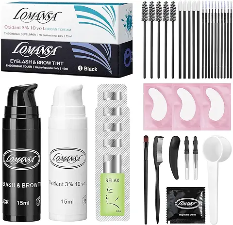 Lomansa Tinte de Cejas y Pestañas Negro, 2 en 1 Tinte Pestañas & Tinte de Cejas, Tinte Fácil y Rápido que Dura 6 Semanas(15ml)  