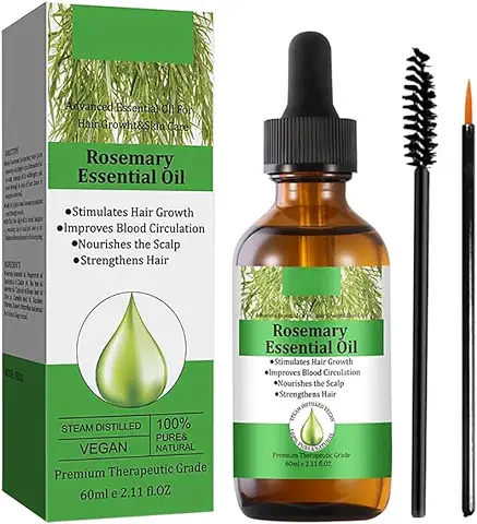LOPHE Rosemary Oil, 60ml Aceite Esencial Romero de Hair Growth, Aceite Romero Cabello para Cuidado Piel, Crecimiento Cabello, Aceite Cabello para Estimula el Crecimiento de Cabello Pestañas Ceja Barba  