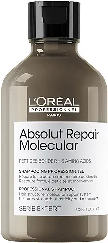 L’Oréal Professionnel, Champú Absolut Repair Molecular, Sin Sulfatos, Repara los Daños y Fortalece el Cabello, Para todo tipo de Cabello Dañado, SERIE EXPERT, 300ml  