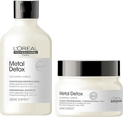 L’Oréal Professionnel Rutina Con Champú y Mascarilla Metal Detox, Para Cabello Dañado o Teñido, Color más Duradero y Brillante, Evita la Rotura, Serie Expert  