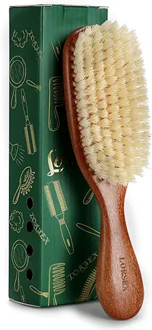 LORSEX Cepillo para Barba, Cepillo para el Cabello con Cerdas de Jabalí para Desenredar y Peinar, Cepillo para el Cuidado de la Barba para Hombres, Suaviza y Promueve el Crecimiento de la Barba  
