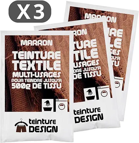 Lote de 3 Bolsas de Tinte Textil – MARRON – Tintes Universales para ropa y Tejidos Naturales  
