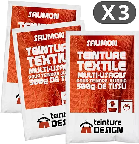 Lote de 3 Bolsas de Tinte Textil – Naranja Salmón – Tintes Universales para ropa y Tejidos Naturales  
