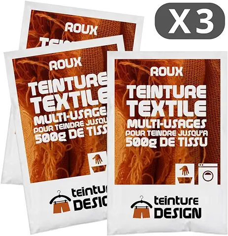 Lote de 3 Bolsas de Tinte Textil – Roux – Tintes Universales para ropa y Tejidos Naturales  