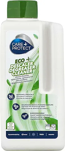 Líquido 3 en 1 CARE + PROTECT ECO+: Descalcificador, Desengrasante, Limpiador Universal para Lavavajillas y Lavadora, 250 ml para un Tratamiento Mensual  
