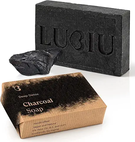 Lubiu® Barra de Jabón de Carbón 4 oz | Jabón de Manos, Jabón Negro, Jabón Natural, Jabón Hecho a Mano, Jabón Corporal, Jabón en Barra…  