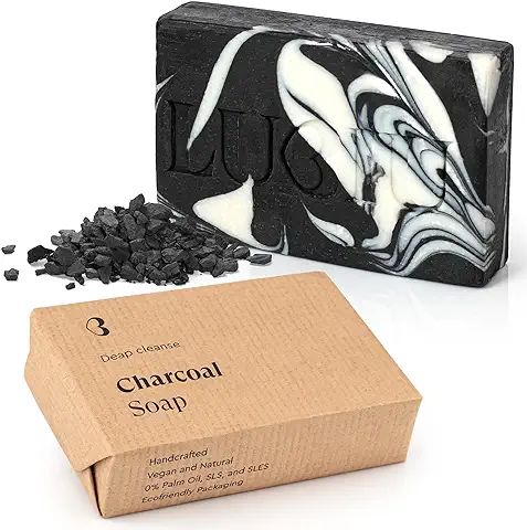 Lubiu Jabón Natural de Carbón Activo - 100g Pastilla Jabón Negro Limpieza - Jabon de Manos y Jabon Cuerpo - Jabones Artesanales - Charcoal Soap  