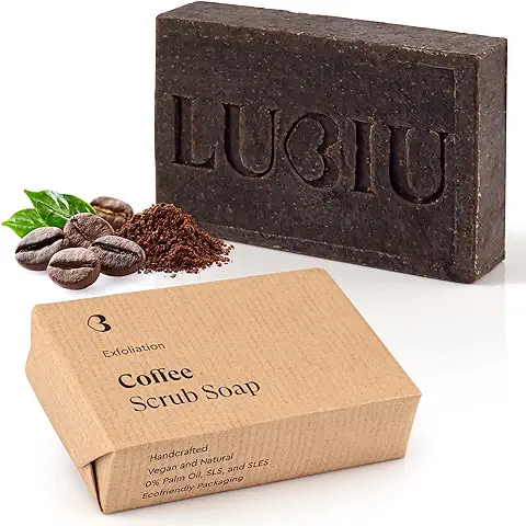 Lubiu Pastilla Jabón Exfoliante con Café 100g - Pastilla Jabon Exfoliante Cuerpo y Jabón de Manos - Jabones Naturales Artesanos  