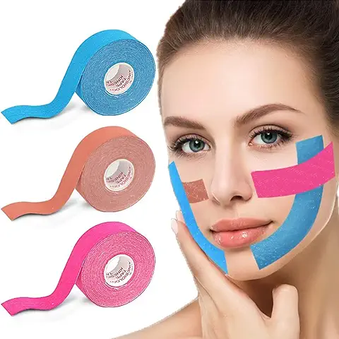Lucktao Face Lift Tape 3 Volúmenes,Parches Antiarrugas Faciales,Cinta Adhesiva De Estiramiento Facial, Antiarrugas Cuidado Facial Piel Compacto,Parches Flácida Arrugada Cinta de Estiramiento de Cuello  