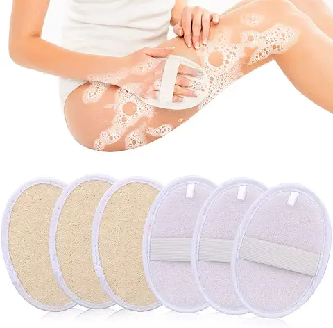 Luffa Esponja, Eyscoco 6 Unidades, Esponja de lufa para la Espalda, Esponja Natural, 100% Fibra de Lufa, Guante de Luffa, Perfecto para Baño Curativo y Ducha, para Exfoliación, Masaje y Cuidado del  