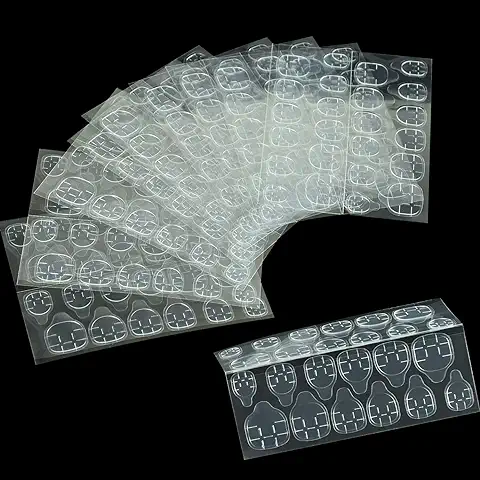 LukyTimo 10 Hojas 240 Piezas Adhesivo Transparente Doble cara para Uñas, Adhesivo Transparente para Uñas, Cinta Adhesiva de gel de Gelatina de Pegamento para Uñas (10 Sizes)  