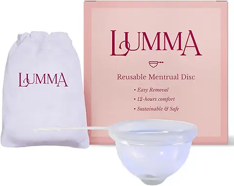 Lumma Unique - Copa Menstrual Flexible con Cordón de Silicona Médica - Copa Reutilizable - Sin Fugas - Cómoda Muy Suave - Clear, M  