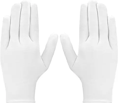 LUTER 3 Pares Guantes de Algodon Blanco Mujeres Hombres Guantes de Tela para Eczema, Manos Secas, Hidratante, Joyería con Monedas, Limpieza de Trajes de Plata, Inspección de Archivos  