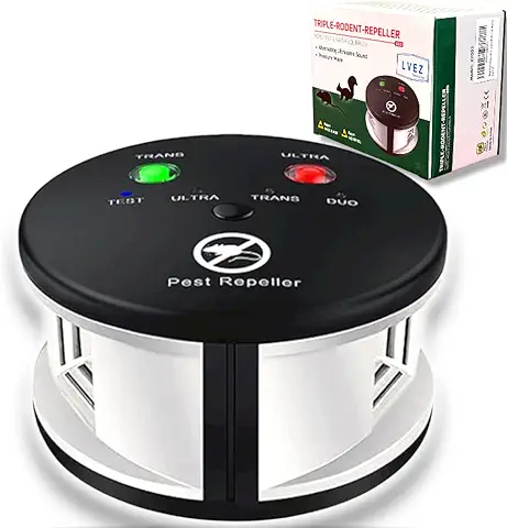LVEZ 360° Repelente Ultrasónico para Ratas, Ratones, Roedores, Cucarachas e Insectos. Potentes Frecuencias Variables. Solución Ecológica. Control Eficaz de Las Plagas sin Productos Químicos  