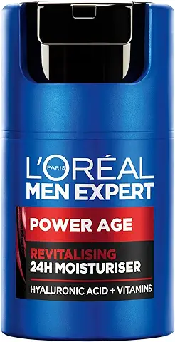 L'Oréal Crema Hidratante para Hombre, Antiarrugas y Antienvejecimiento, Con ácido Hialurónico Hidratante para el Envejecimiento, Para Pieles Secas y Apagadas, Men Expert Power Age, 50ml  