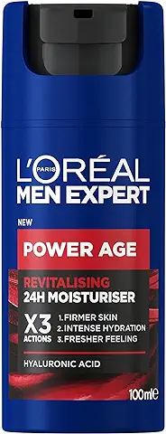 L'Oréal Crema Hidratante para Hombre, Antiarrugas y Antienvejecimiento, Con ácido Hialurónico Hidratante para el Envejecimiento, Para Pieles Secas y Apagadas, Men Expert Power Age, 100ml  