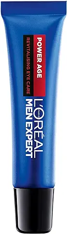 L'Oréal Crema para el Contorno de ojos para Hombre, Cuidado de Ojeras con ácido Hialurónico para Combatir el Envejecimiento, Para Pieles Secas y Apagadas, Men Expert Power Age, 15ml  