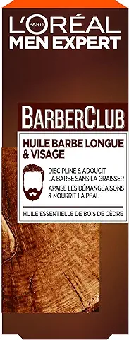 L'Oréal Men Expert - BarberClub - Huile Barbe Longue et Visage Homme - À L'Huile Essentielle de Bois de Cèdre - 30 ml  