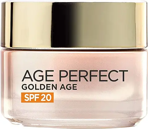 L'Oréal Paris Age Perfect Golden Age Crema de Día Fortificante con Protección Solar SPF 20, Antiflacidez y Luminosidad, Pieles Maduras y Apagadas, 50 ml  