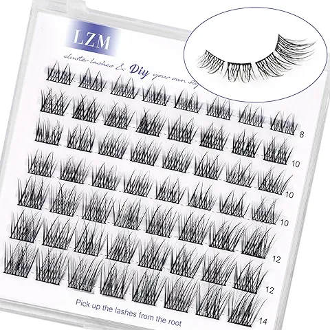 LZM Pestañas Postizas Naturales 8mm 10mm 12mm 14mm Hecho A Mano Pestañas Postizas Individuales C Curl Banda Fina Extensiones de Pestañas DIY Lashes (Wishes)  