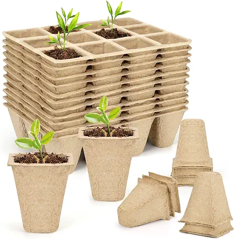 Macetas de Cultivo en el Juego,12 Unidades 144 Rejillas Maceta de Fibras de Madera,cuadradas Macetas de Cultivo para Plantas,macetas de Cultivo Biodegradables,macetas de Siembra para Plantas  