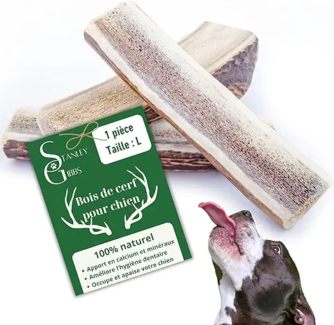 Madera de Ciervo para Perro de Macher en Rodajas. Dulce Natural para Cachorros y Perros de Todas las Edades. Ocupación de Juguete. Tamaño: L | Juguete de Masticación Natural y Ecológico. Cuidado  