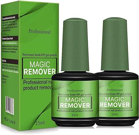 Magic Remover, 2 Piezas Removedor de Esmalte de Uñas Magic Gel para Quitar el Esmalte de Uñas Rápido y Fácil - Retirado de Forma Segura y Suave sin Causar Daño - 2 x 15ml  
