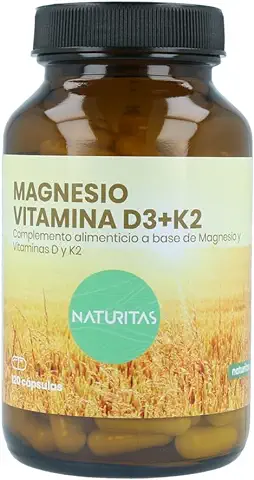 Magnesio Vitamina D3+K2 120 Cápsulas Naturitas Essentials | Ayuda a Disminuir el Cansancio y la Fatiga | Contiene Vitamina D y K | Fortalece el Sistema Inmunitario  