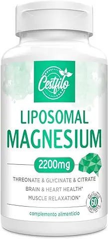 Magnesium Liposomal Complex 2200mg- Treonato de Magnesio Liposomal de alta Potencia con Glicinato y Citrato de Magnesio, Potente Suplemento, sin Gluten, 60 Cápsulas Blandas.  