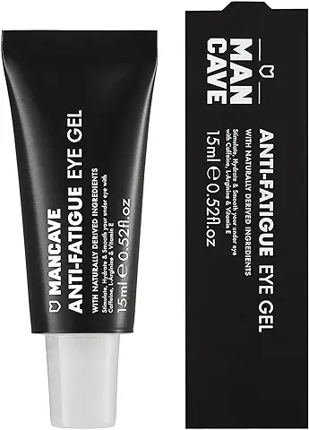 ManCave Gel Contorno de Ojos Antifatiga con Cafeína y Vitamina E, 15 ml – Corrector de Ojeras y Antiarrugas Hombre – Formulación Natural y Vegana – Rejuvenece Ojos Cansados  