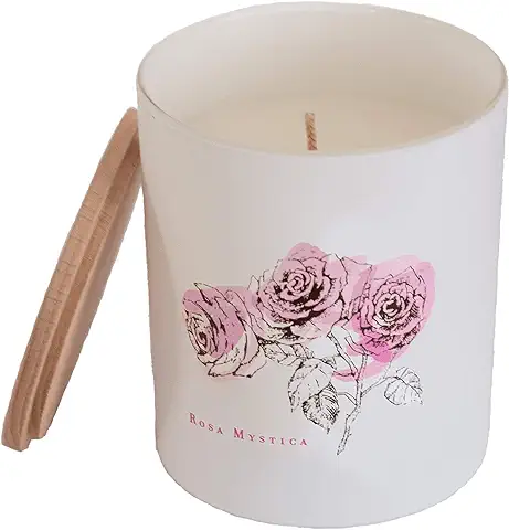 MANULENA Vela Aromática Origens Rosa Con Aroma Rosa Mystica. Cera Vegetal Ecológica. 30 Horas De Duración. Mecha De Algodón Orgánico. Tamaño 9,2 x 7,8 cm.  