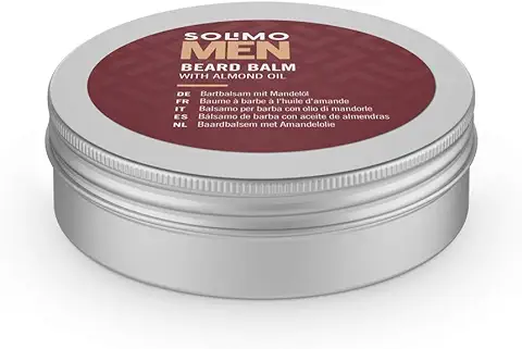 Marca Amazon - Solimo Bálsamo para Barba con Aceite de Almendras para Hombre, 60ml  