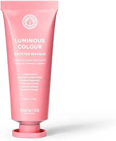 Maria Nila Luminous Colour, Mascarilla para el Cabello Booster, 50 ml, Reduce la Pérdida de Color por el Lavado, la Granada Contrarresta la Deshidratación, 100% Vegana y sin Sulfatos ni Parabenos  